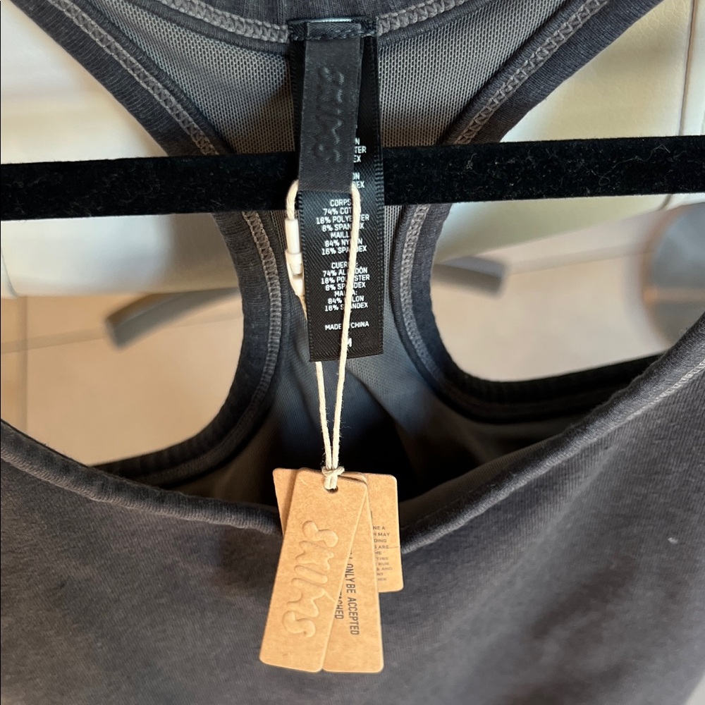 NWT SKIMS OUTDOOR MID THIGH RACERBACK BODYSUIT | SOOT - Picture 4 of 12